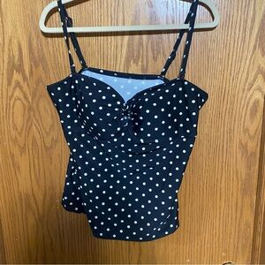 Cute black and white polkadot tankini with bottoms